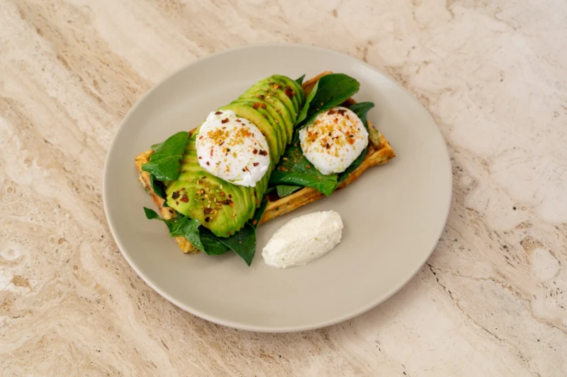 Zucchini Waffle & Poached Eggs